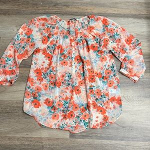 LC Lauren Conrad Floral Blouse - Red and Green